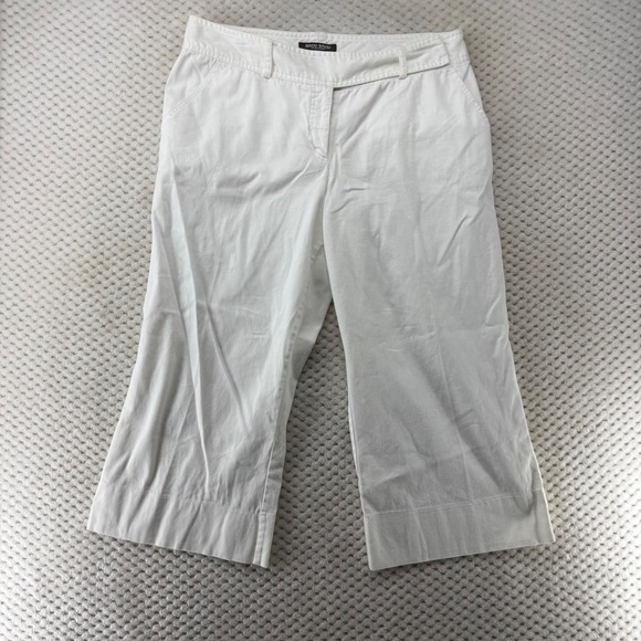 Bisou Bisou Pants - Bisou Bisou Michele Bohbot White Cropped‎ Wide Leg Capri Pants